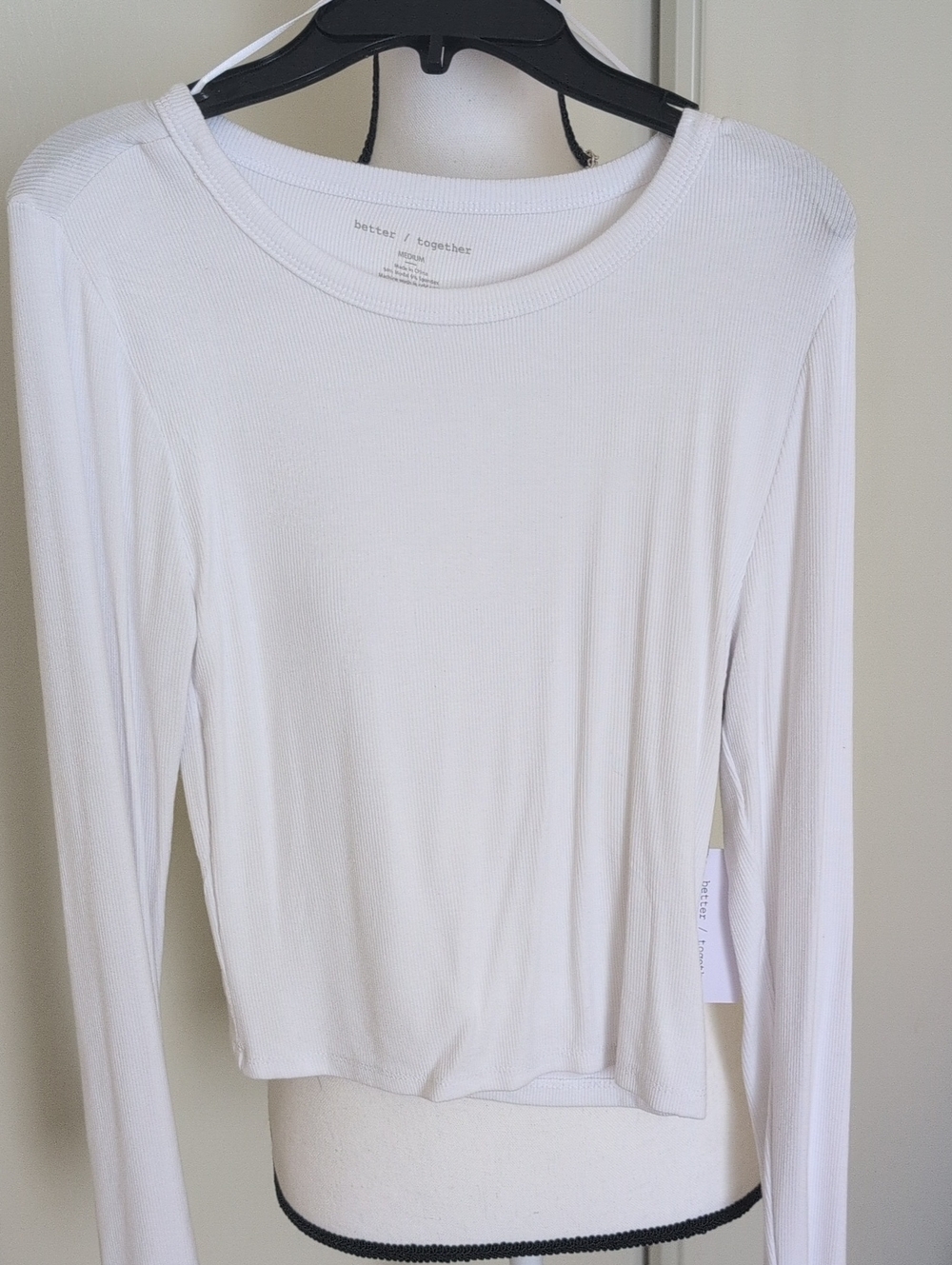 Better Together White Ribbed Long-Sleeve Crewneck Top